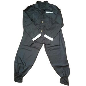 Demon Slayer Cosplay Uniform Men L Black Kanji Graphic Jacket‎ Pants Set